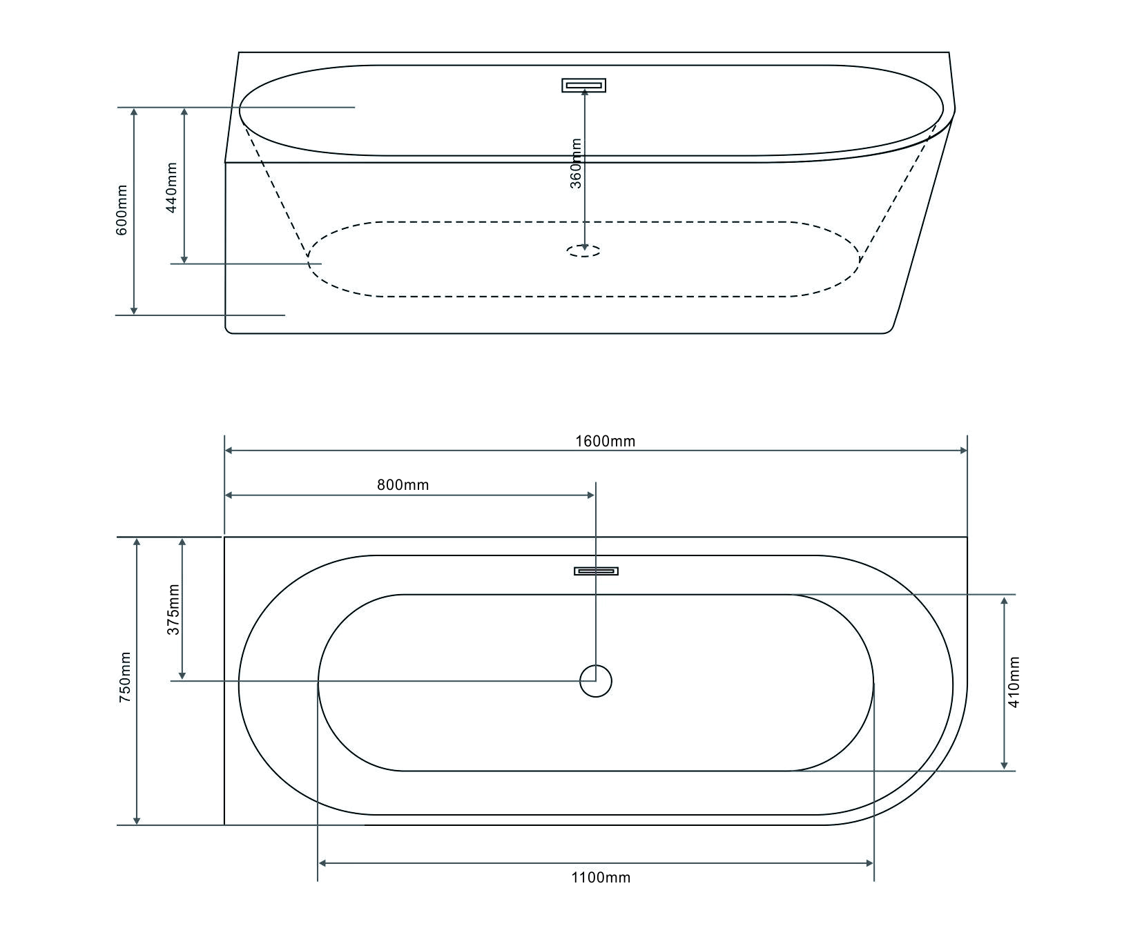 Ванна ALDO MARE NEREA 160 Правостороння